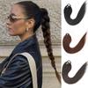 26 Inch Long Straight Synthetic Fiber Ponytail with Rubber Band Wrapped Ponytail Black Brown Hair Extension Boxing Braids