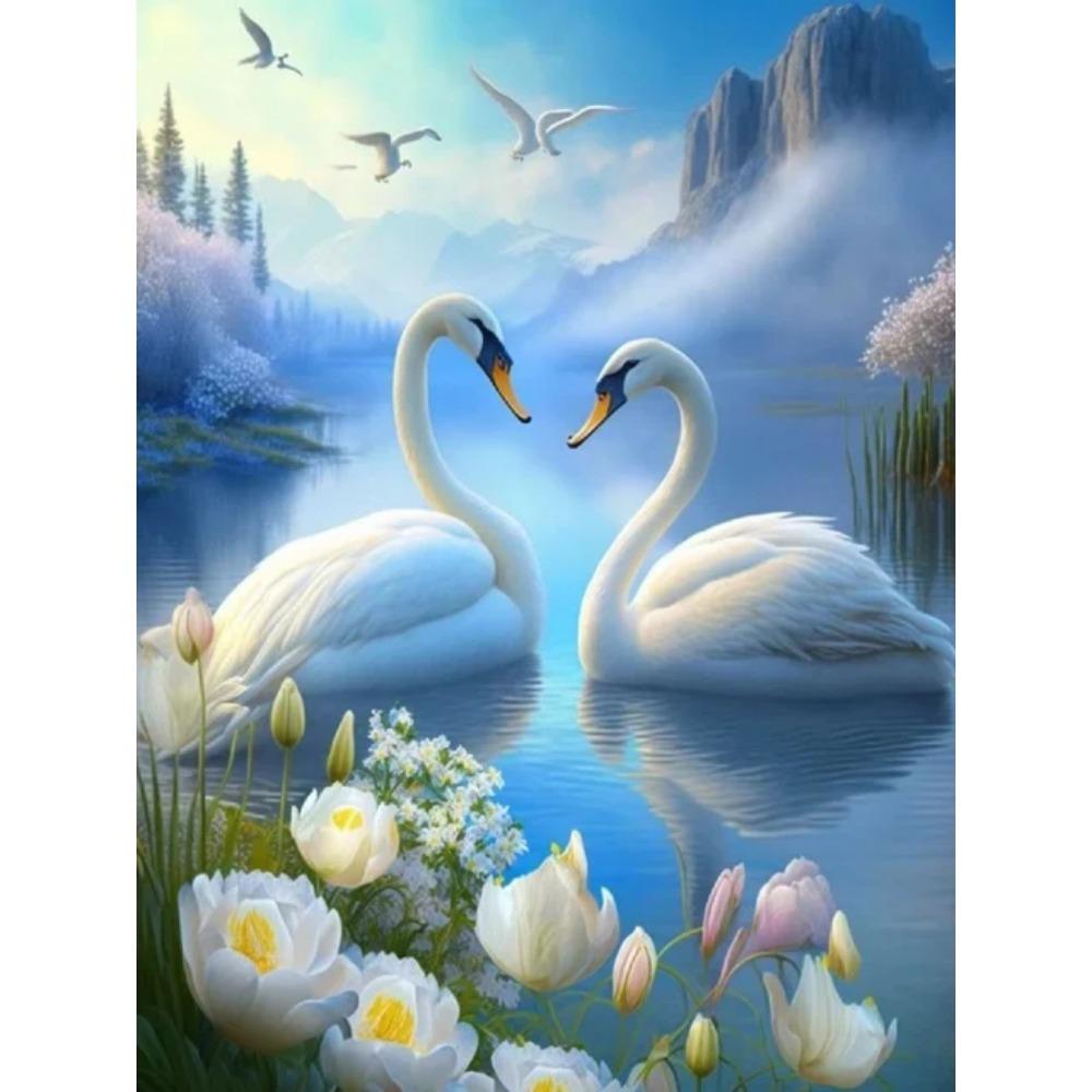Алмазная картина Полный дрель Лебедь Слон Круглая алмазная живопись Ручная работа Красивая бабочка Цветок Diy Алмазная мозаика Картина Украшение дома