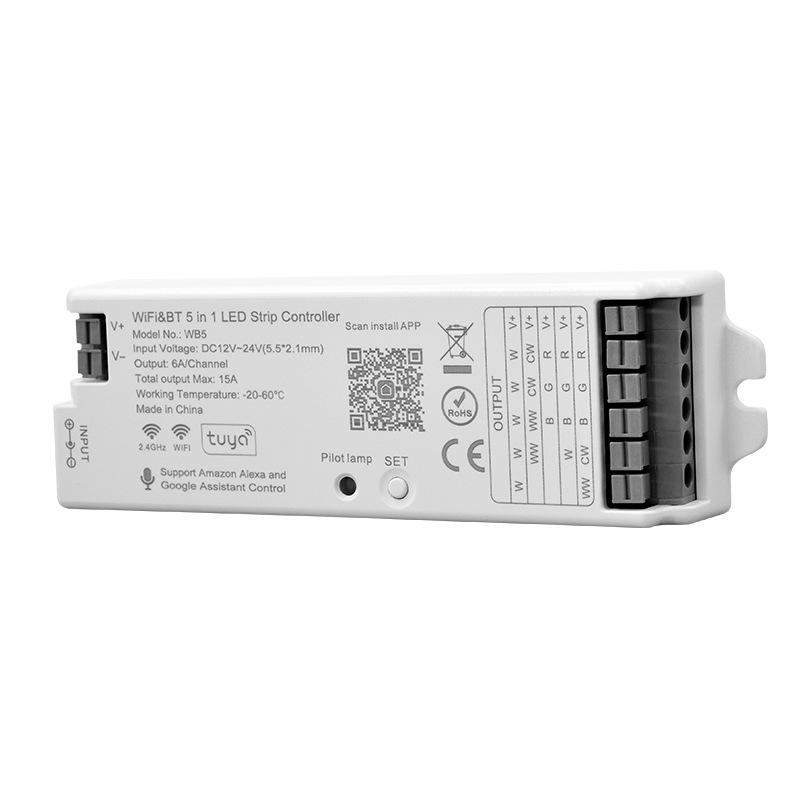 5-в-1 WiFi LED-лента Контроллер с поддержкой голосового управления Alexa и WB5 WiFi Управление