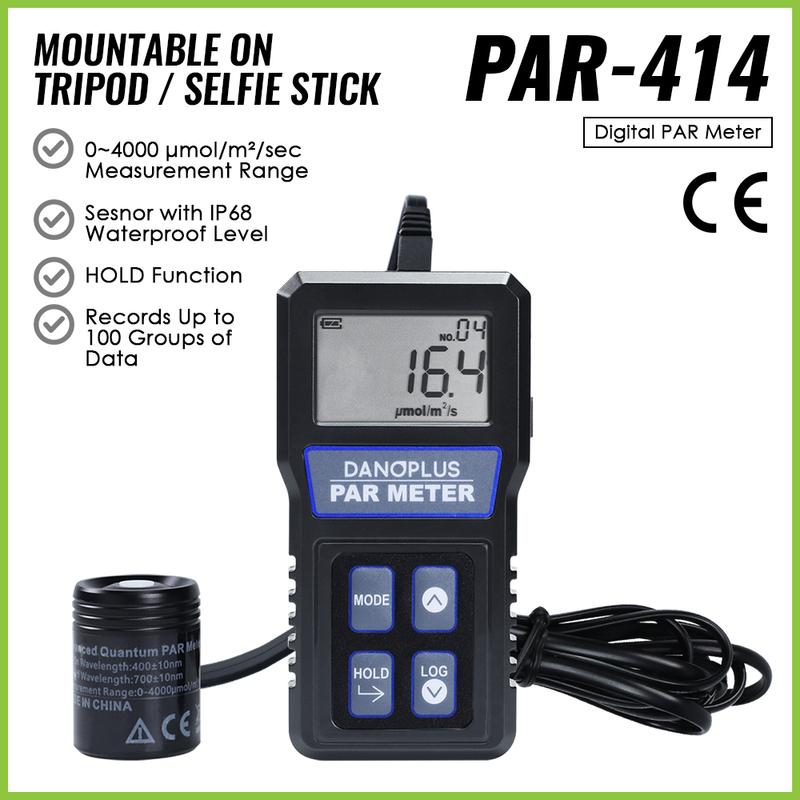 Advanced Quantumn PAR Meter Light Full-Spectrum PPFD Sensor Data Logger for Grow Light Greenhouse Grow Room Plants Indoor Outdoo