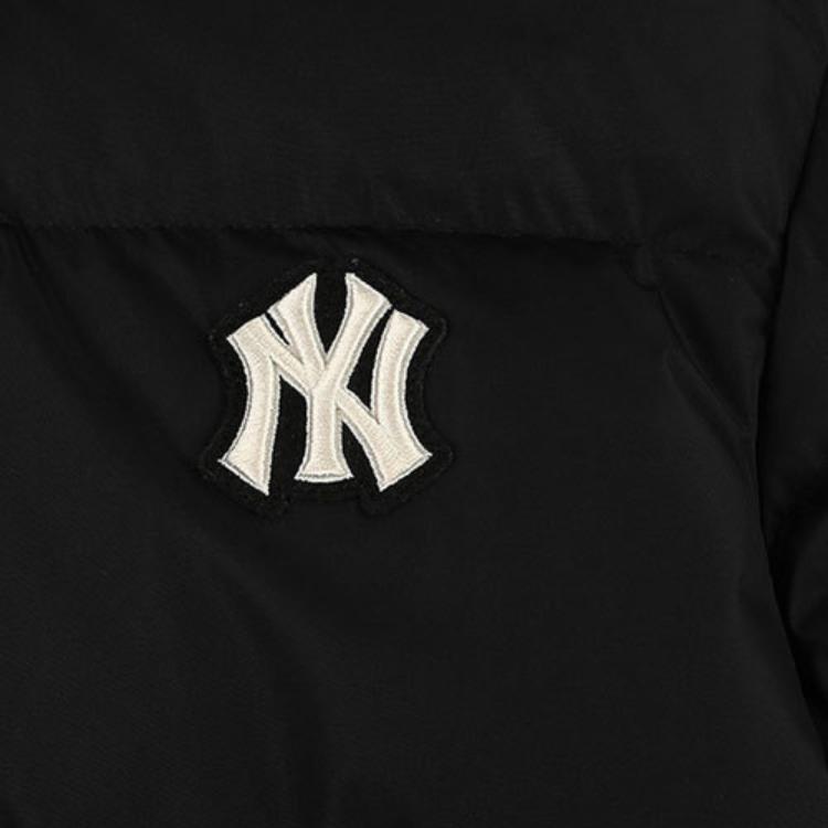 MLB New York Yankees Small Logo Hooded Mid-Length Down Jacket Winter Unisex outerwear Black 3ADJEC716-50BKS