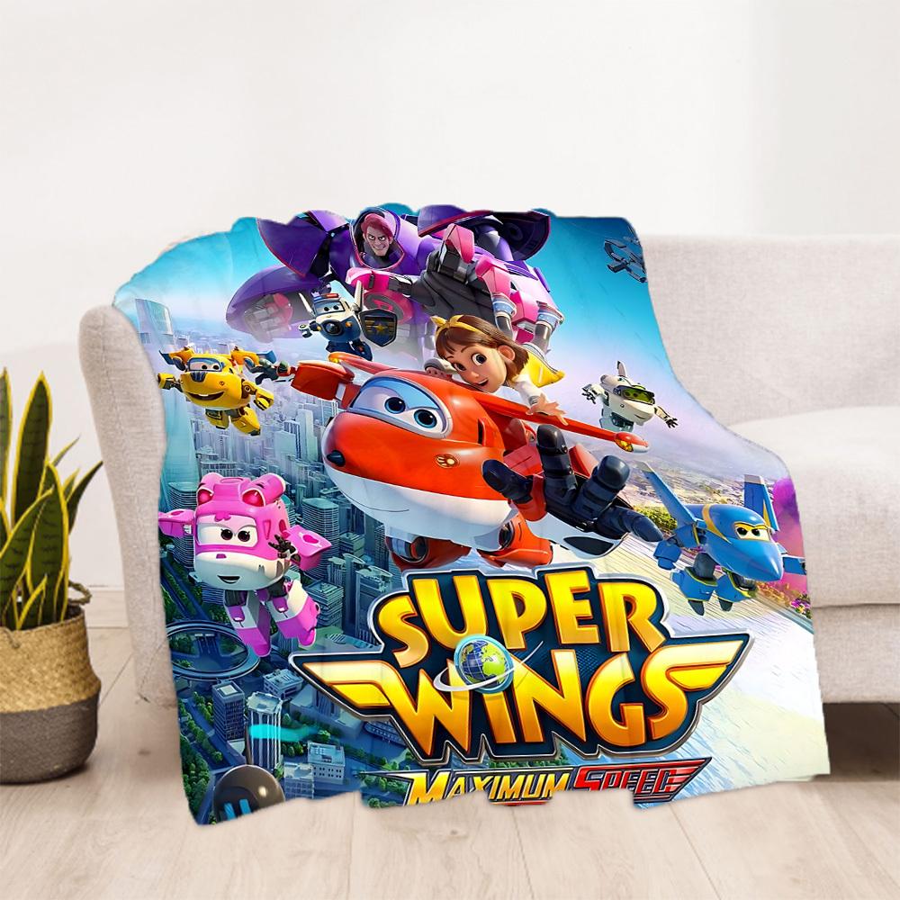 1 шт. Super Wings Максимальная скорость Плед для улицы Легкий Фланелевый, Мягкий и Теплый, Всесезонный для Дивана, Улицы, Кемпинга, Гостиной, Офиса, Стула