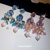 Silver Needle Dopamine Rhinestone Glass Pearl Resin Fringed Stud Earrings Ins Premium Sweet Niche Earrings