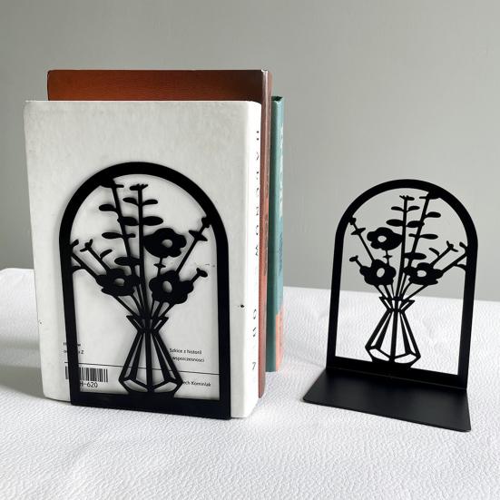 2 шт. Подставки для книг для книжных полок, полые, с резным узором, вазы, подставки для книг, Г-образный дизайн, противоскользящий держатель для книг