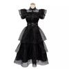 Adams Family Costume Halloween Children Cosplay Costume Wednesday Black Veil Dress