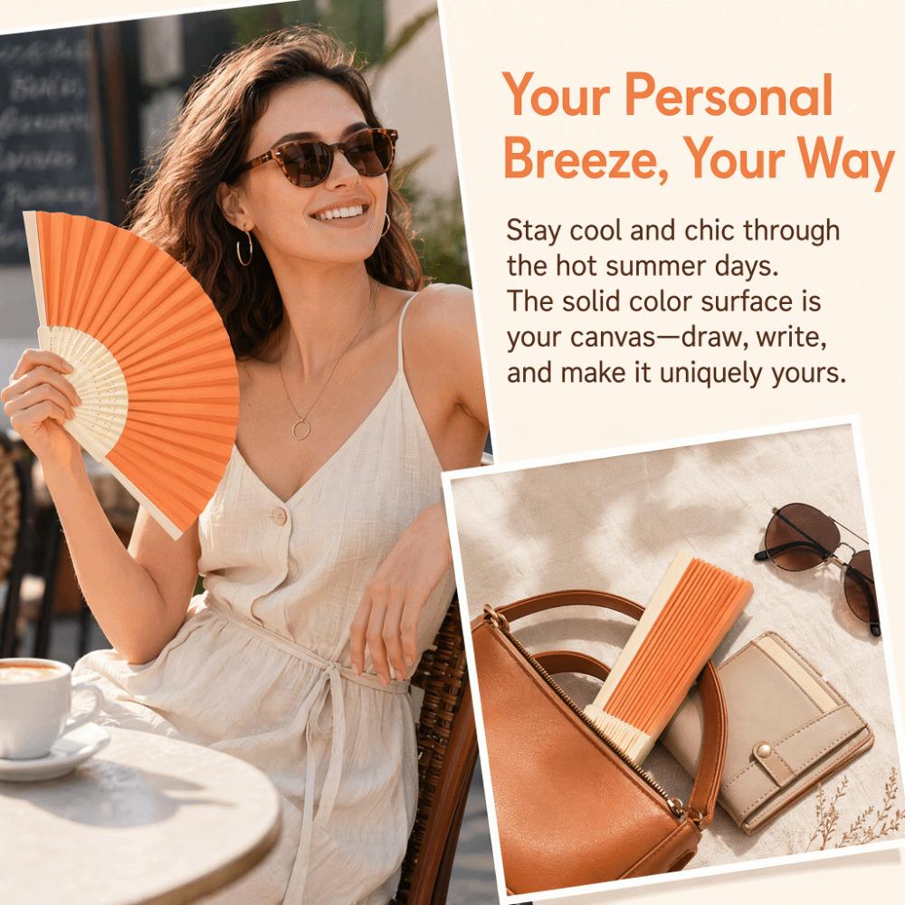 5PCS colorful Portable Travel Hand Fan 8.3in Performance Decorative Hand Fan Summer Outdoor Cooling