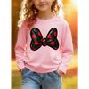 European sizes Kids Long Sleeve TShirt Cartoon Bow Print with Red Dots Glitter Elements Skinfriendly Soft Comfortable Breathable Daily Casual Wear