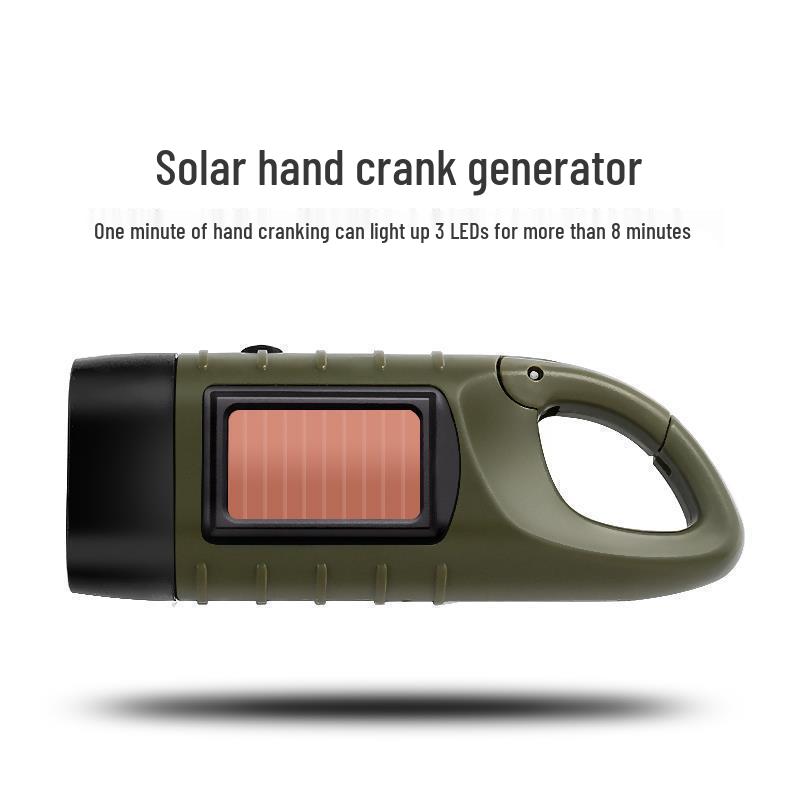 Solar Hand-Crank Multifunction LED Flashlight & Emergency Power Supply for Outdoor Camping