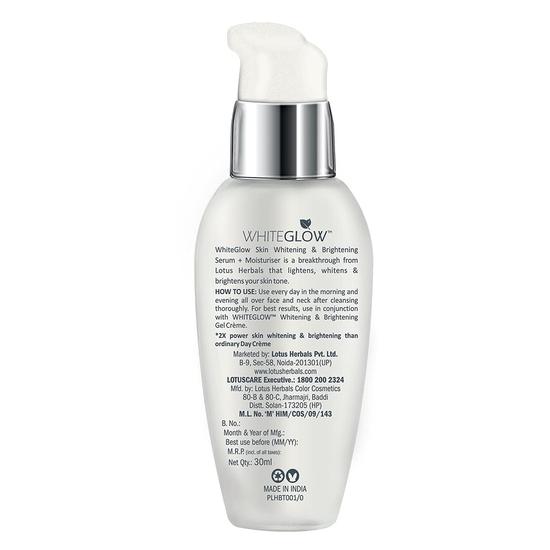 Lotus Herbals Whiteglow Intensive Skin Serum + Moisturizer | Питает и увлажняет кожу | Для всех типов кожи | 30 мл