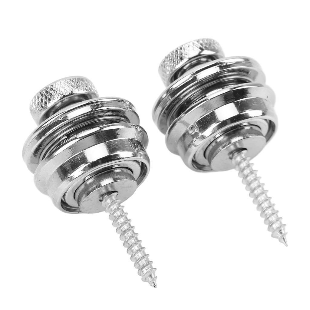 2Pcs Guitar Strap Locks Security Buttons Heavy Duty Metal Flat Round Head Non Slip Fall Resistant