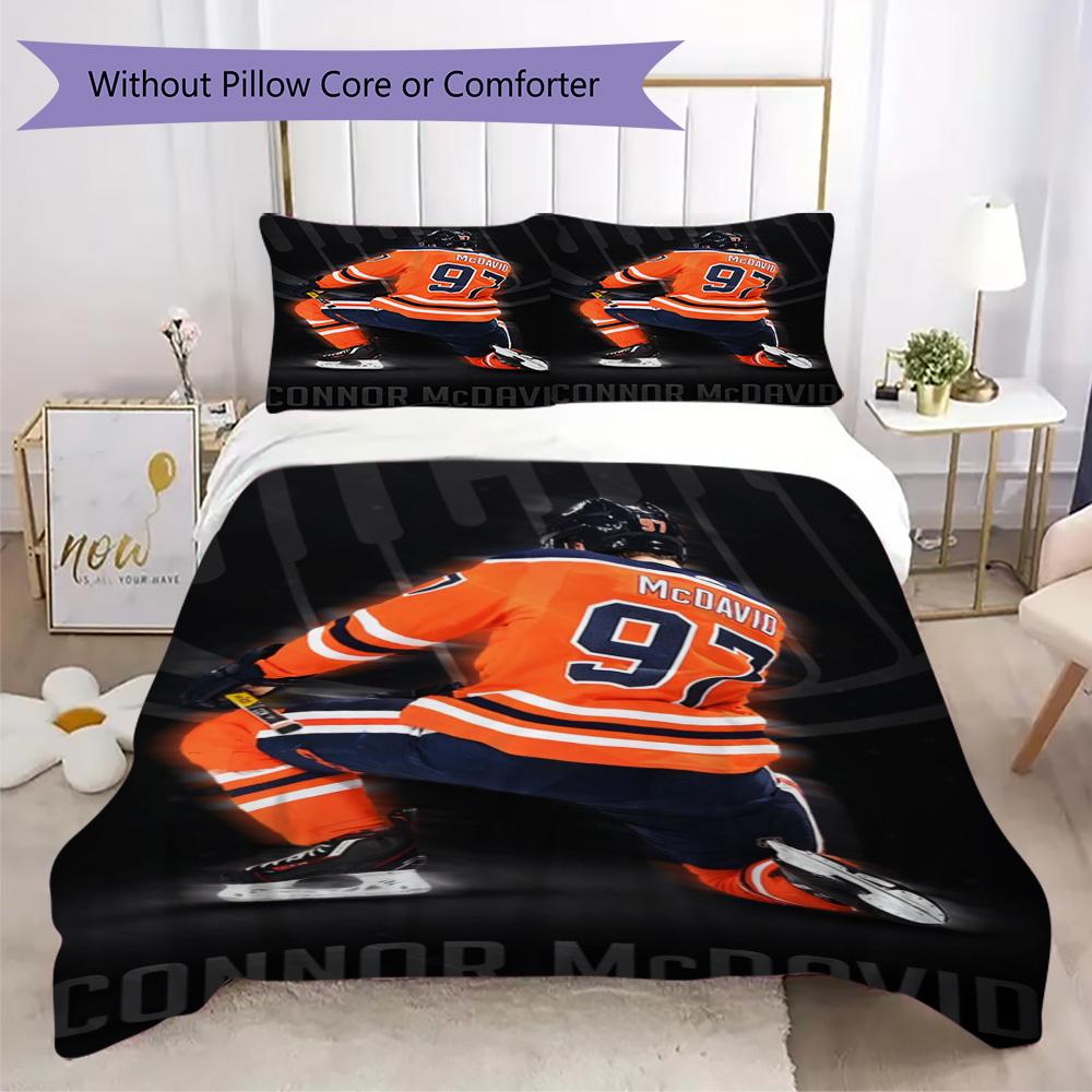 Connor McDavid Portrait Print Pattern Bedding,Quilt Set Quilt Cover Pillowcase Home Birthday Gift (1*duvet cover+2*pillowcase,without core)ZSJT0917266