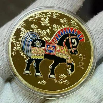 Сувенирная монета Лошадь для коллекционного декора Талисман Удачи Монеты-подвески Монета-вызов Металлические изделия 40 мм Лошадь по знаку зодиака Памятная