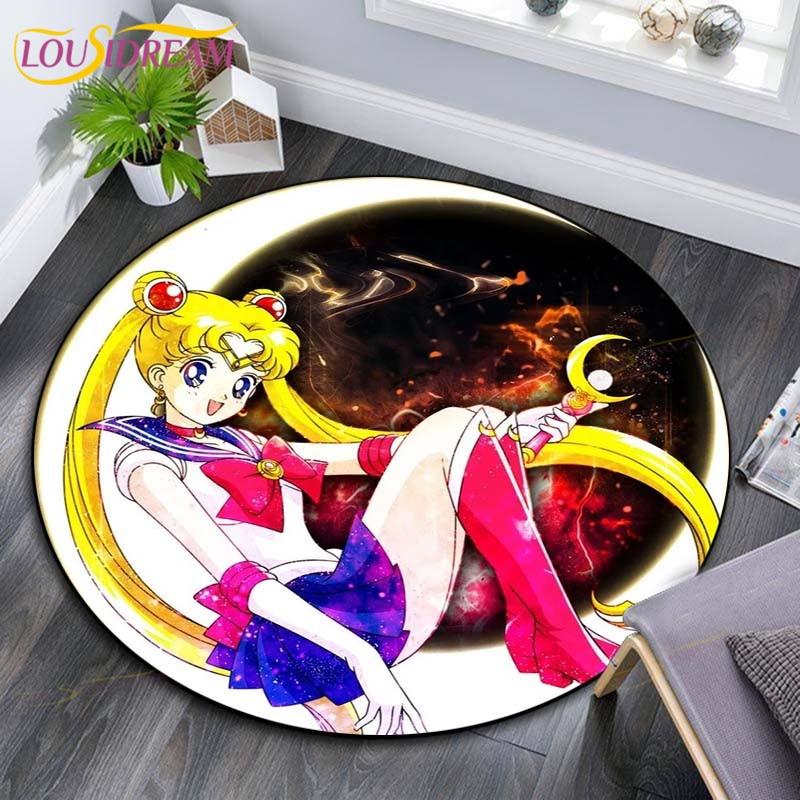 Коврики «Сейлор Мун», ковер в стиле аниме, трендовые мягкие ковры и коврики для гостиной, противоскользящие коврики для спальни, круглые