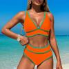 Новые бикини контрастного цвета Bkinis женские купальники пляжная одежда Push Up из двух частей купальный костюм