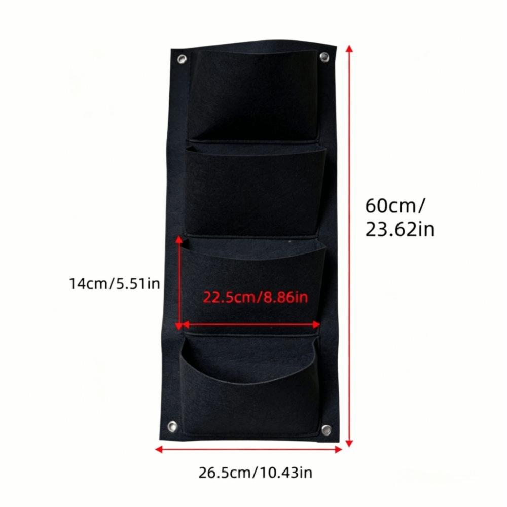 4 Pockets Hanging WallGrow Bag Big Size Durable Vertical Greening Bag Foldable Reusable Flower Growing Pouch Felt Cloth
