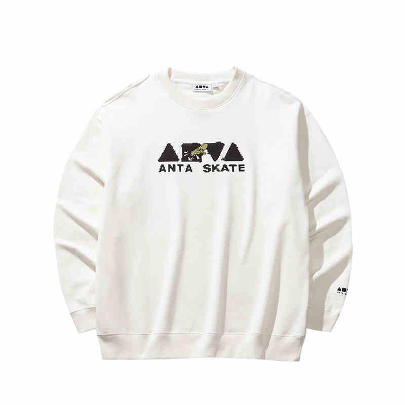 Anta Стиль жизни Серия National Trend Print Свободный круглый вырез Повседневный длинный рукав Толстовка Мужская толстовка Ivory 152448713N-1