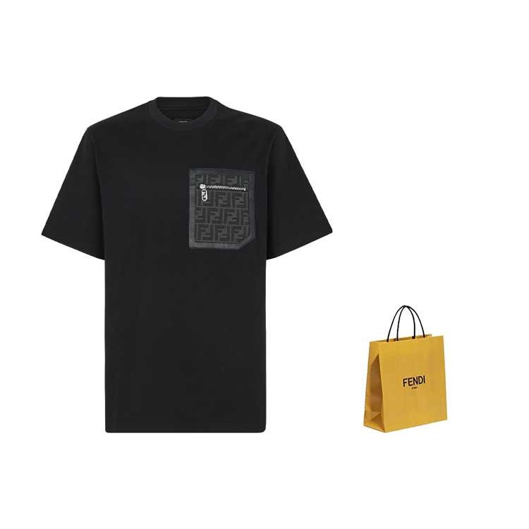 FENDI Monogrammed Pocket Crewneck T-Shirt FY1257APM4F0QA1