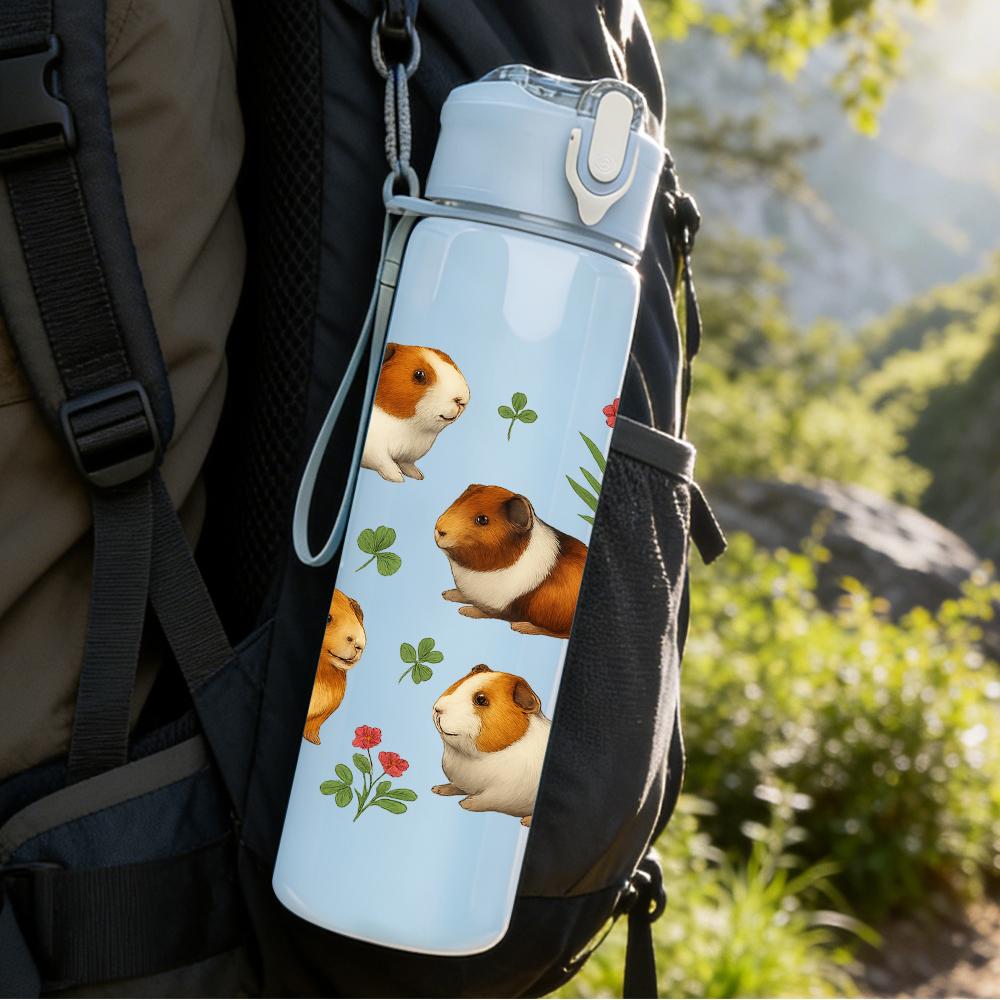 1PC Multiple Cute Hamster Group 750ml Color Plastic Sports Water Bottle Leakproof Flip Straw Lid For Sports Office Home Use