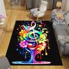 1pc Flowers and musical notes Print, Design Indoor Area Rug, Soft, Anti-Slip, and Durable Gaming Room Decor for Bedroom, Living Room, and Ex