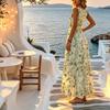 Women's Bohemian Olive Leaf Series Flowy Sleeveless Maxi Dress Summer Loose Fit Lightweight Vacation Casual Wear,Fashion Versatile