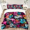 3pcs Graffiti Art Bedding Set - Includes One Quilt Cover and Two Pillowcases (No Core) - Home Decor, Festival Gift, Polyester Fabric, Anime Cartoon De