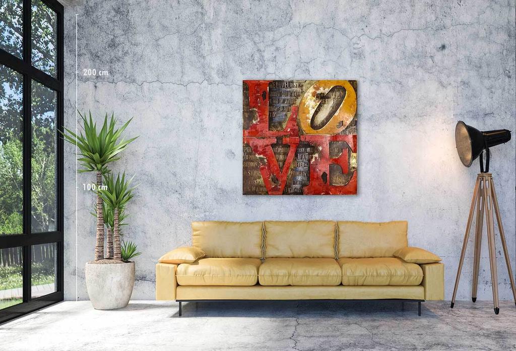 3D metal picture LOFT SCRIPT LOVE 85x85