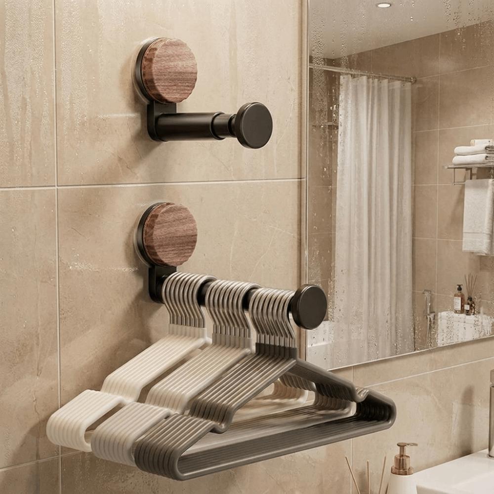 Adjustable Length Hanger Storage Rack Suction Cup Wall Hanging Storage Bathroom