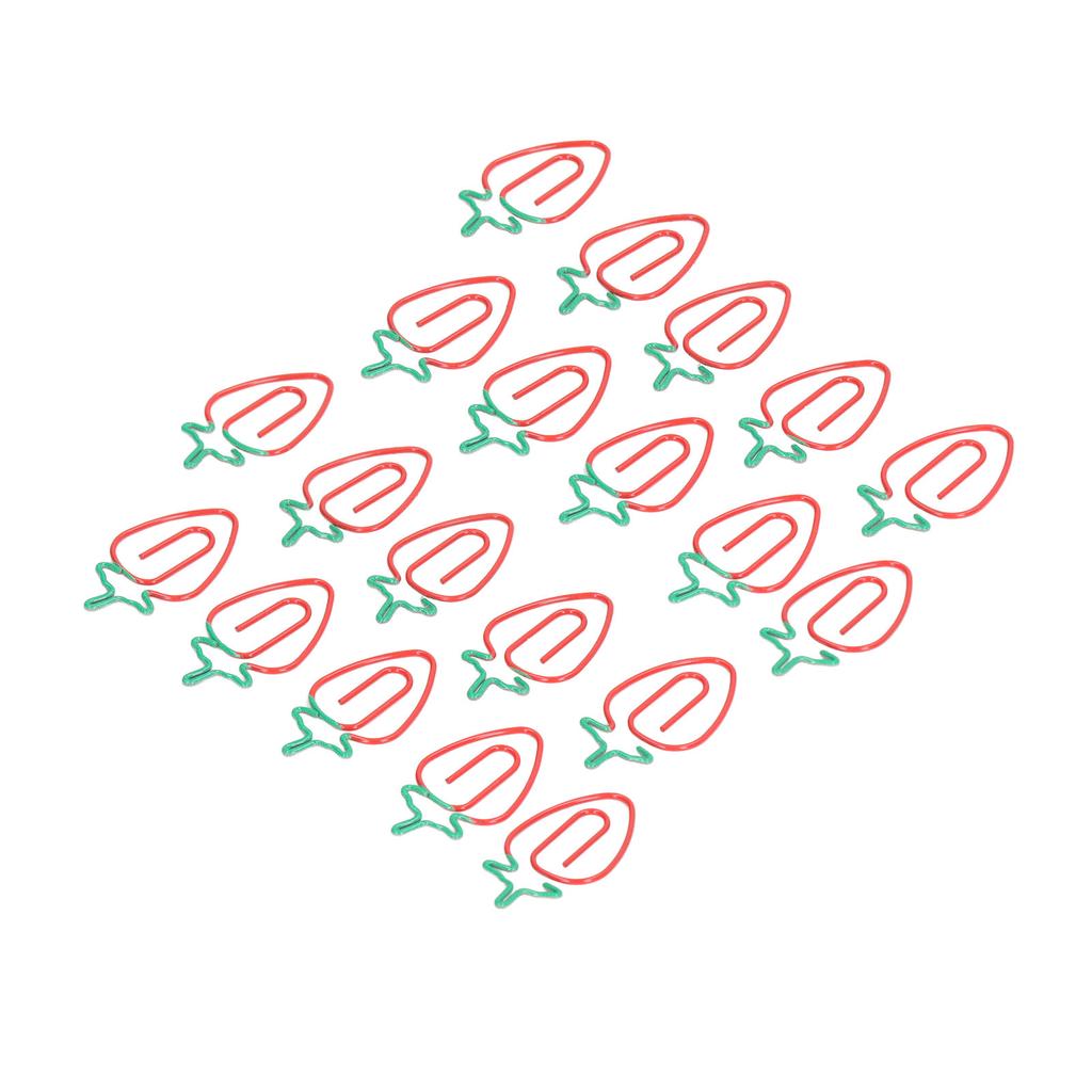 100 шт. Скрепки для бумаги «Клубника», Гальванизированный металл, Стиль «Клубника», Широкое применение, Милые скрепки для бумаги