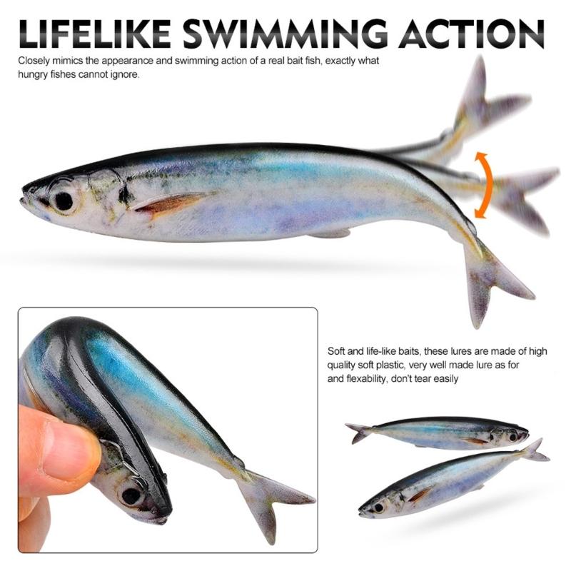 3Pcs Floating Soft Mackerel Baits Fishing Lure Dragging Swinging Swimming Baits Soft Artificial Swimbait Fishing Tackles