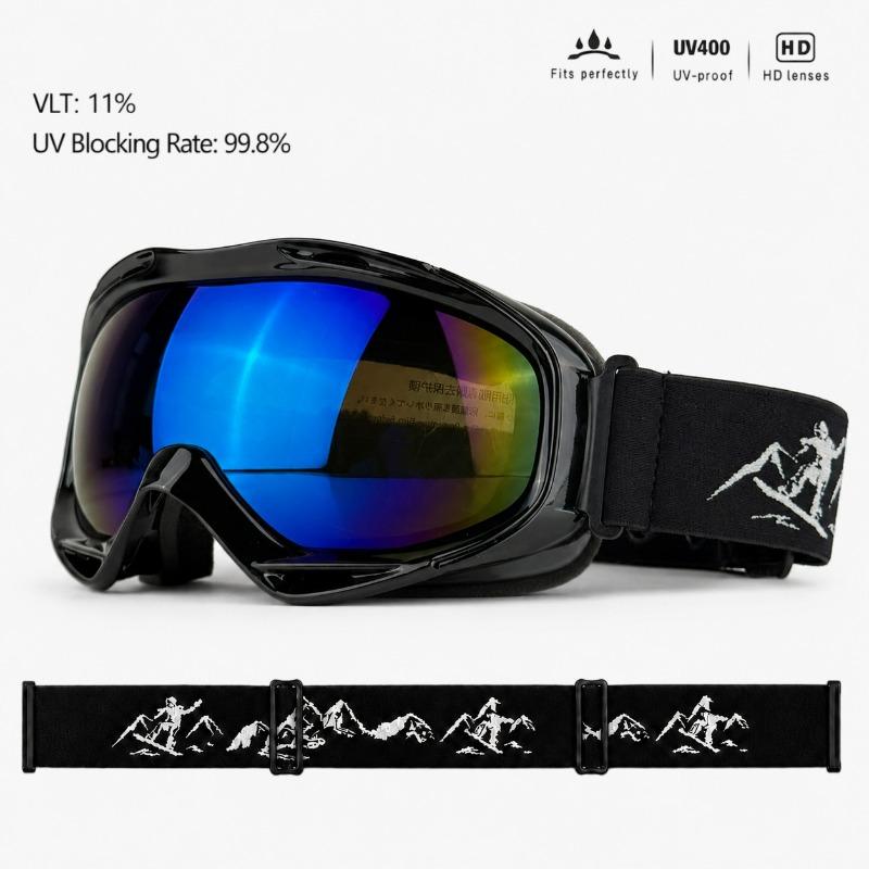 Spherical Large Field of View Ski Goggles Single and Double Ski Sports Equipment Double-layer Lenses Anti-fog Can Card Myopia Goggles