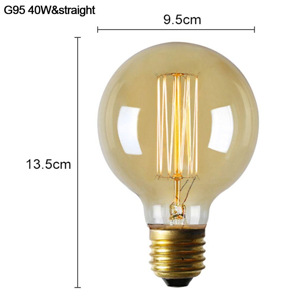 E27 патрон Шаровой светильник Антикварная лампа накаливания Декоративная лампа Эдисона Винтажная ретро-лампочка Стеклянная нить накаливания