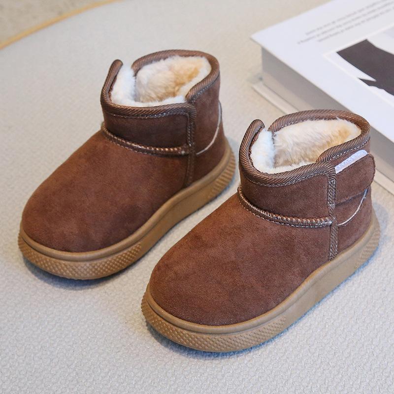 Детские зимние ботинки 2025 года, новые зимние короткие ботинки для мальчиков, утепленные и утолщенные, хлопковые ботинки для девочек, теплая детская хлопковая обувь