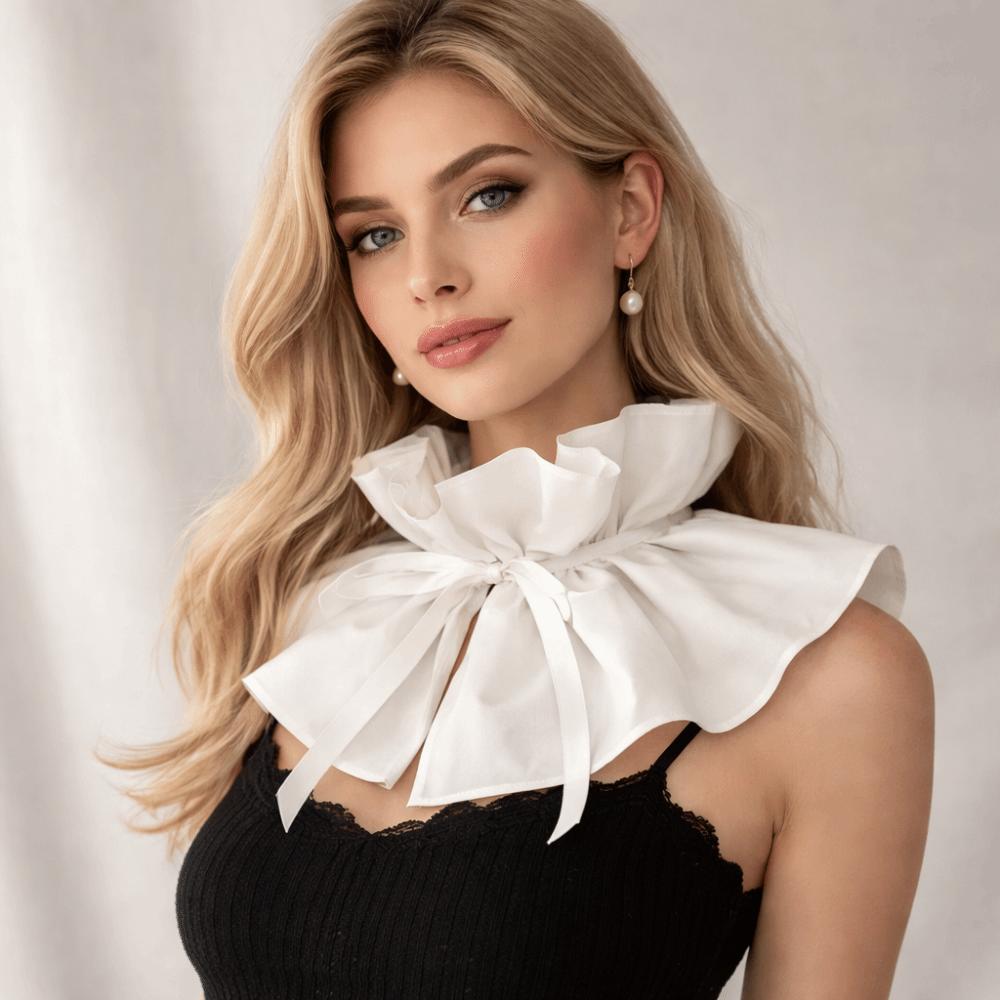 Шарф-накидка с завязками-лентами, с оборками, кружевом, шнуровкой, плиссированный, ретро, с воротником-стойкой, одежда для девочек