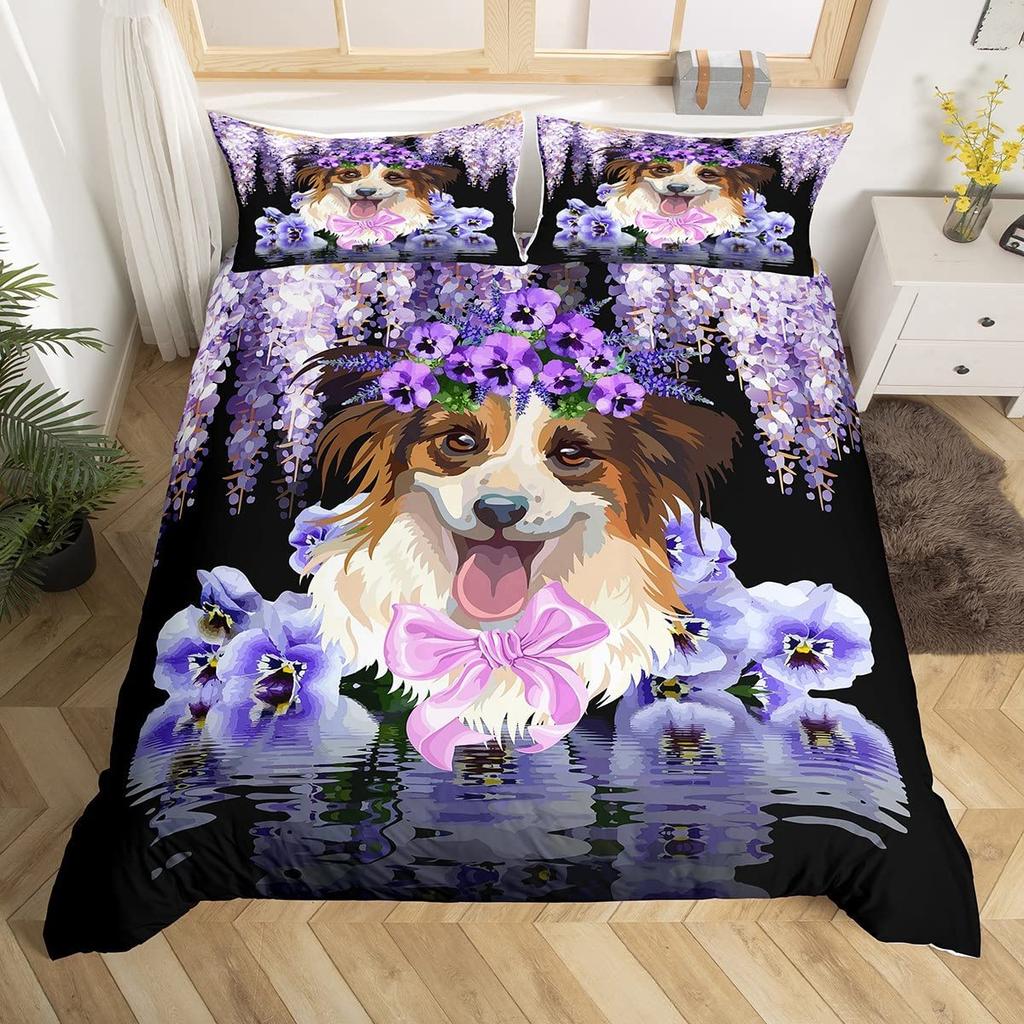Пододеяльник Corgi King Queen Size, полиэстеровый комплект постельного белья для детей, мальчиков и девочек, с наволочкой, милая собака Kawaii