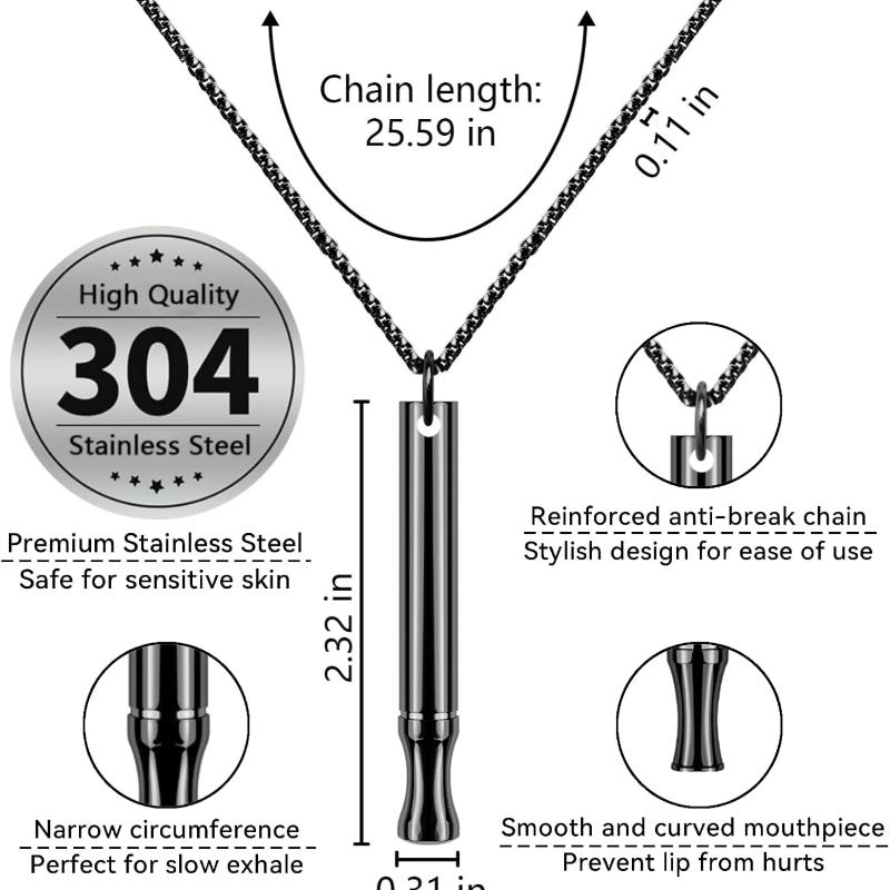 Дыхательное ожерелье для отказа от курения и вейпинга с сменными мятными картриджами из нержавеющей стали, антистрессовое ожерелье, без дыма