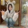 Милое двустороннее флисовое плюшевое пальто с капюшоном и длинными кроличьими ушками - Женское зимнее в ленивом стиле