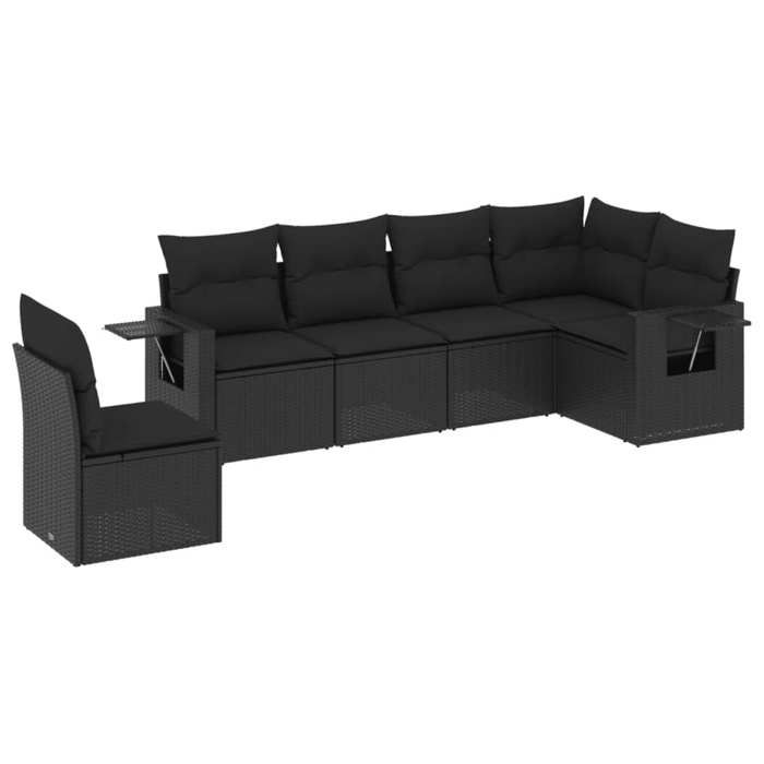 VidaXL Salon de Jardin avec Coussins 6 pcs, Canapés de Terrasse, Ensemble de Meubles de Patio, Mobilier d'Extérieur, Noir 3220224