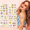 HIPPIE Peace Love Gold Powder Tattoo Stickers Hippie Party Водонепроницаемые потостойкие наклейки-бабочки-цветы