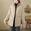 Solid Color Clip Cotton Lapel Shirt Jacket Women's Plus Size Autumn and Winter Cotton Jacket Simple Casual Loose Cotton Jacket