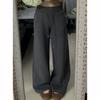 Women's Gray Sports High Waist Hanging Loose Slimming Straight Leg Pants Sweatpants.