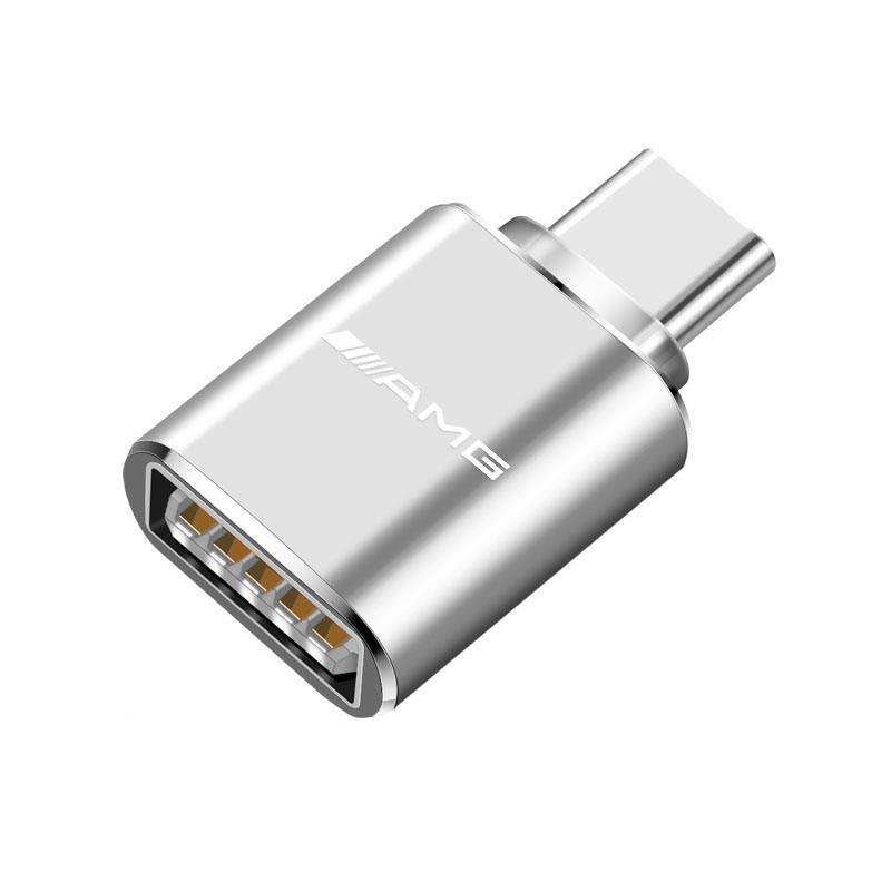 1 шт. Мини-конвертер-адаптер для зарядки автомобиля Type-C на USB 3.0 с логотипом AMG для Mercedes Benz AMG A B C E G CLA W211 W203 W204