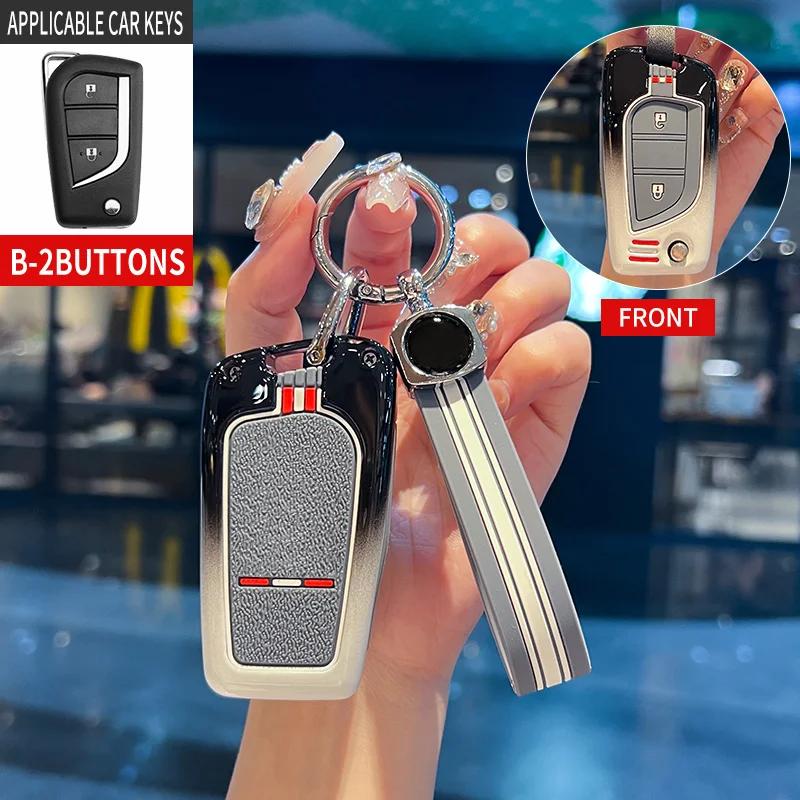 VCA2 Car Key Case For Toyota Prius Camry Corolla C-HR CHR RAV4 Prado Izoa Levin Avalon 2018 -2024 Car Shell Cover Alloy silica gel