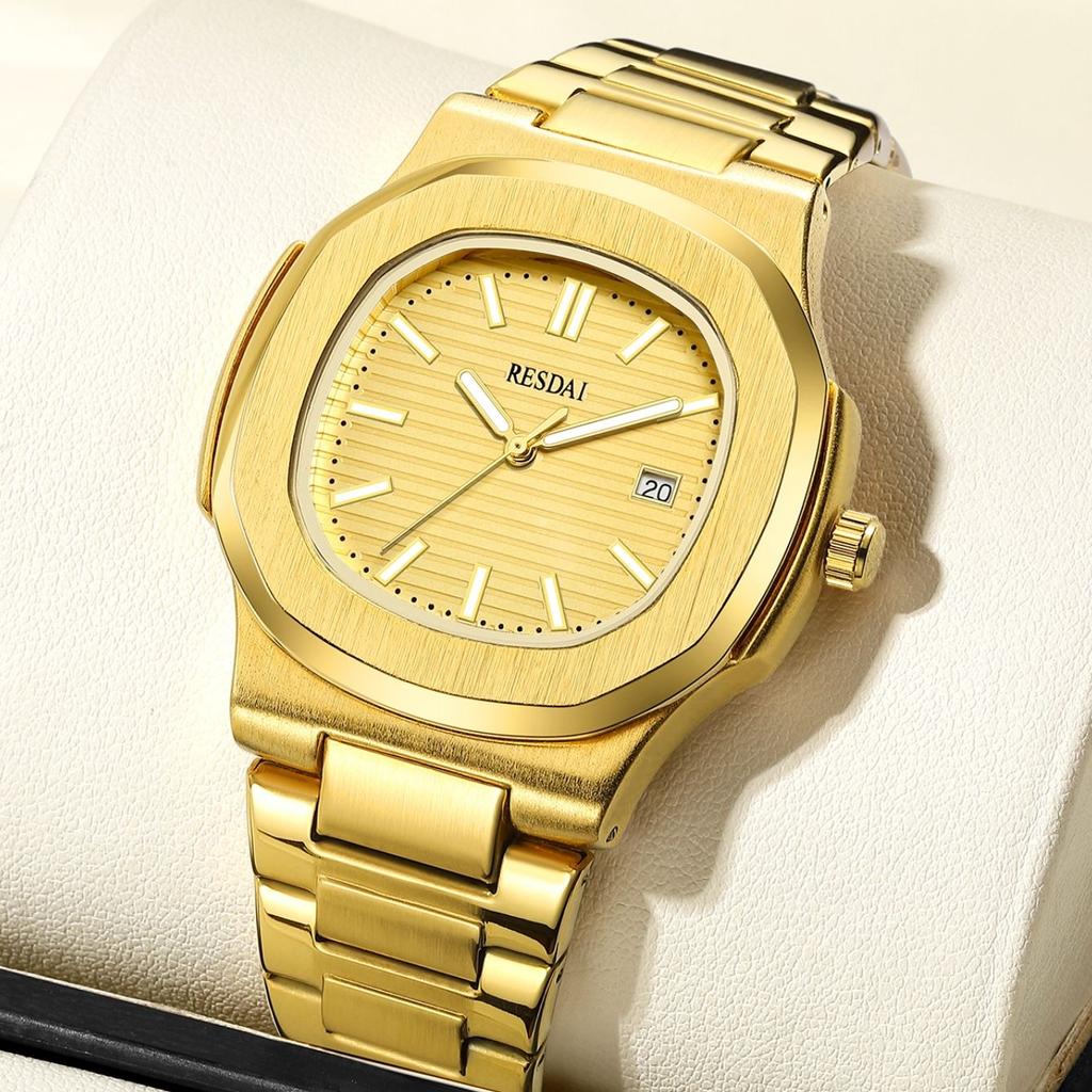 Luxury Simple With Diamonds Calendar Men's Quartz Watches High Quality Stainless Steel Silver Folding Clasp Men's Watch