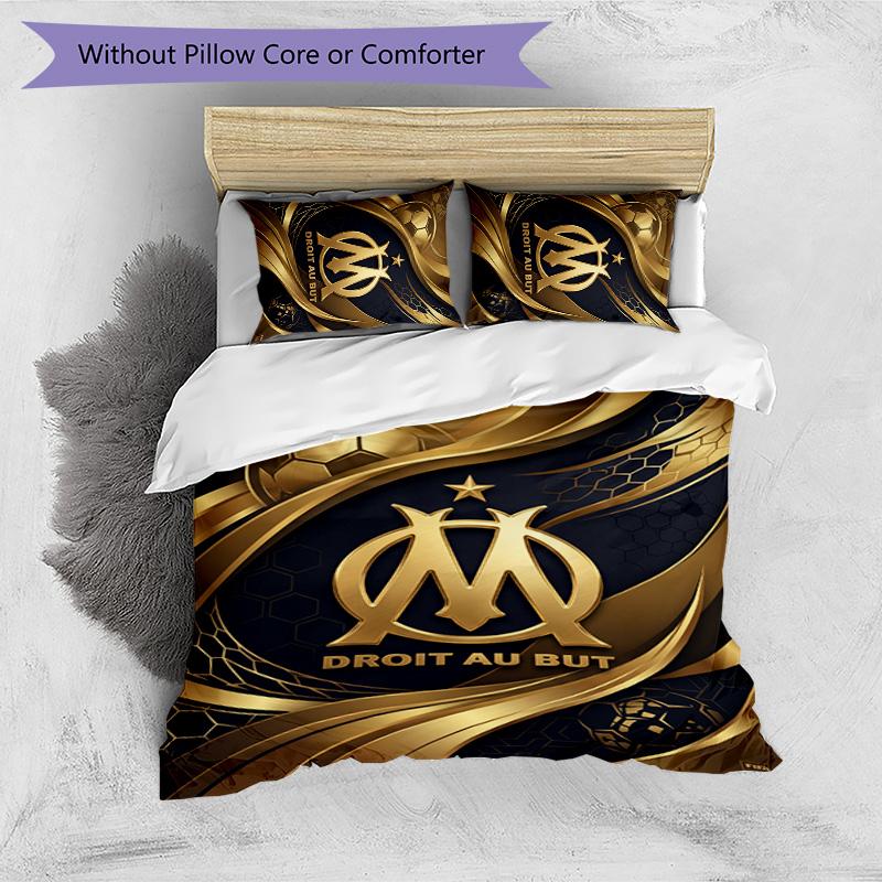 Olympique Lyonnais FC Printed 3PCS Bedding Set Breathable Duvet Cover with Pillowcases Decorative Bed Linen for Bedroom Home