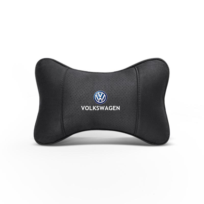Suede Headrest Car Breathable Memory Foam Neck Pillow For VW Golf Polo Tiguan Touran Jetta Passat CC T5 GTI Magotan Arteon Caddy zw2