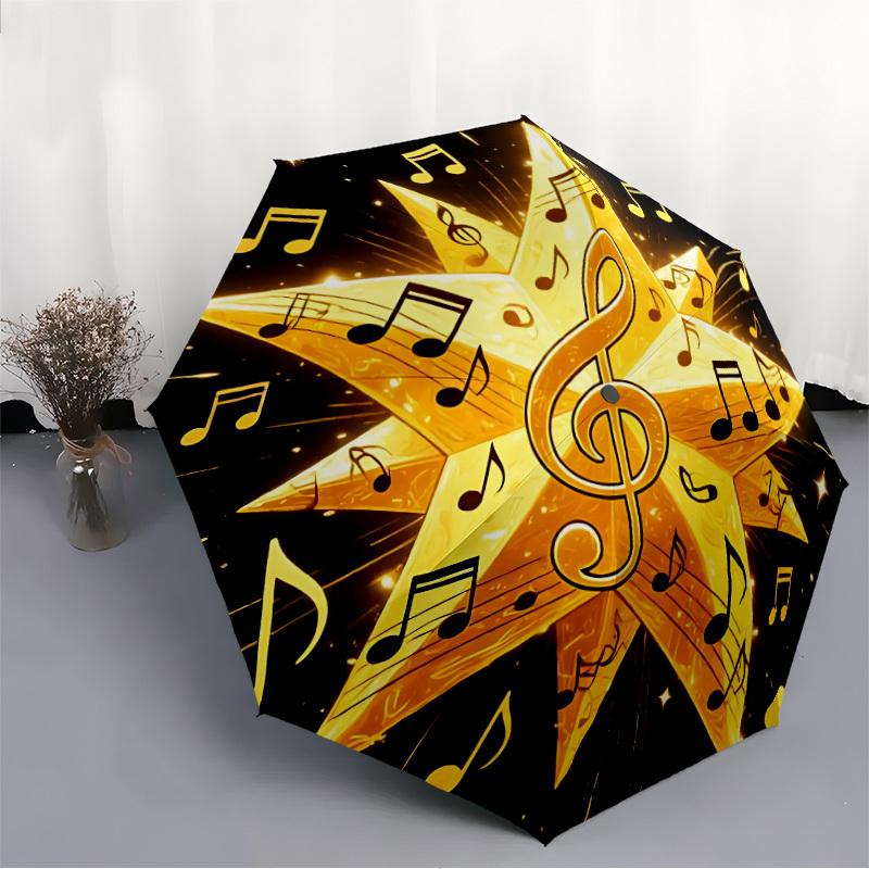 1pc Music Star Umbrella Portable Folding Umbrella Durable Iron Frame, Suitable for All Seasons Home Travel Outdoor yy260319057