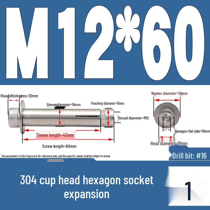 Шестигранный анкерный болт из нержавеющей стали 304 M6/M8/M10 x 60/70/80/90