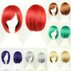 Мода Девушка Натуральный Короткий Прямой Парик Косая Челка Парик Отделка Лица Волна Головы