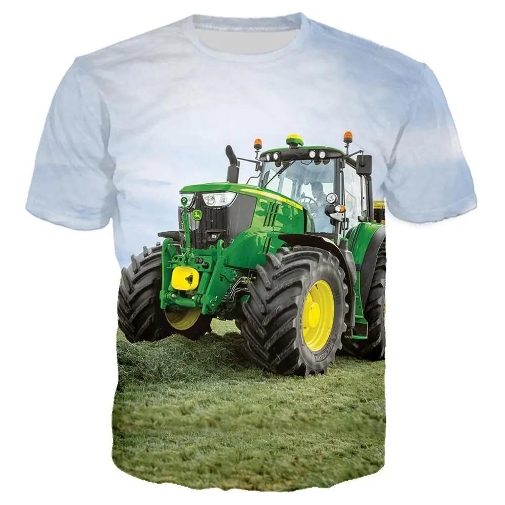 Cool Tractor Pattern 3D Printed T-shirt Fashionable Men's Comfortable Casual O-neck Top Summer Outdoor Sports Fun Short Sleeved Clothing