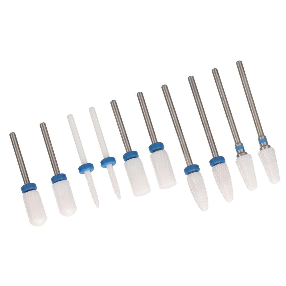 10pcs Ceramic Ceramic Nail Drill Bit Set Nail Surface Polishing And Shaping